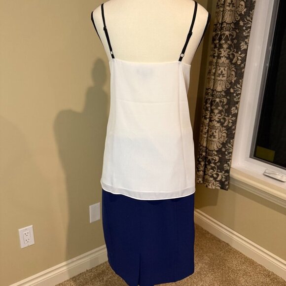 Chic by Jacob Blouse blue and white top shirt Women's Size M - Picture 2 of 5